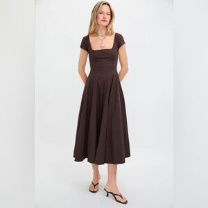 new Staud SHORT SLEEVE WELLS DRESS EARTH